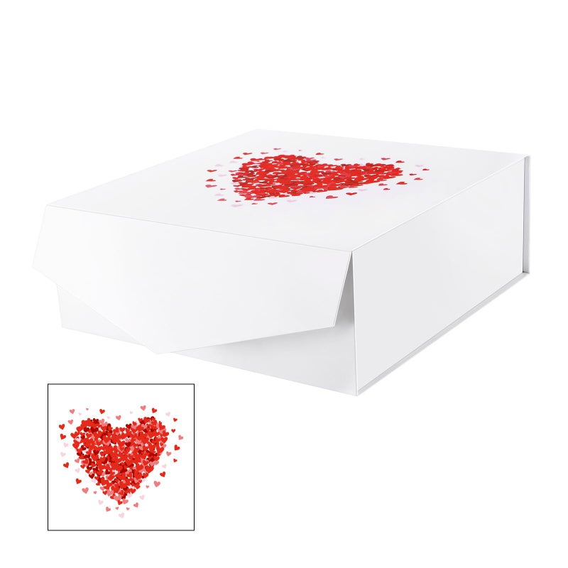 MALICPLUS Gift Box with Lid 9x9x3.4 Inches, Valentine's Day Box with Heart, Bridesmaid Proposal Box with Magnetic Closure for All Occasion - Image 1