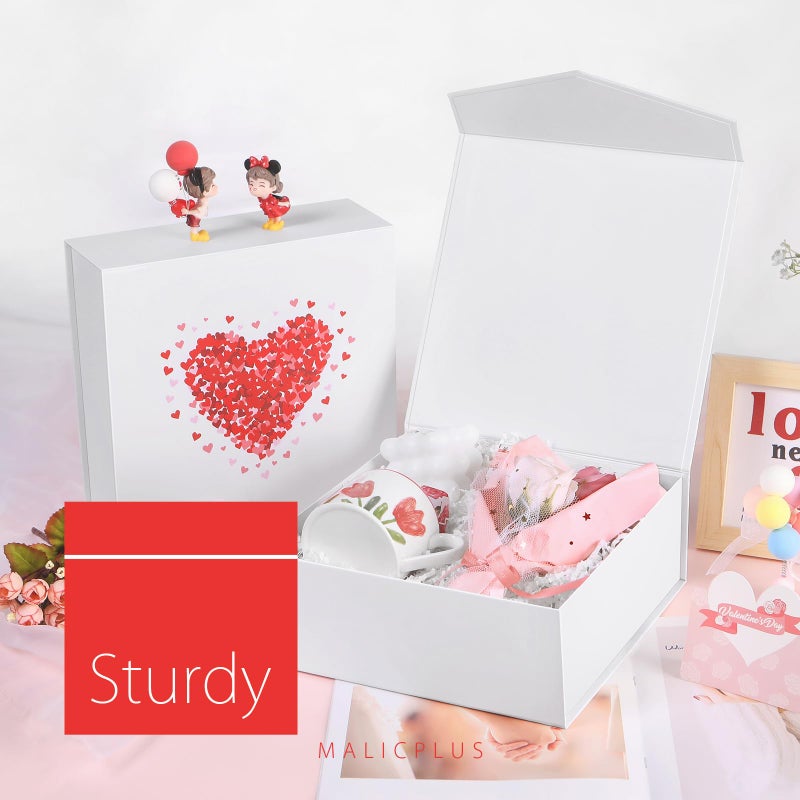 MALICPLUS Gift Box with Lid 9x9x3.4 Inches, Valentine's Day Box with Heart, Bridesmaid Proposal Box with Magnetic Closure for All Occasion - Image 4