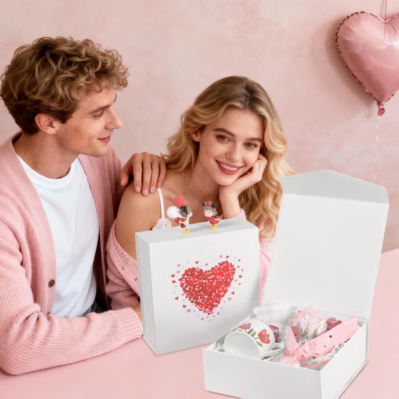 MALICPLUS Gift Box with Lid 9x9x3.4 Inches, Valentine's Day Box with Heart, Bridesmaid Proposal Box with Magnetic Closure for All Occasion - Image 3