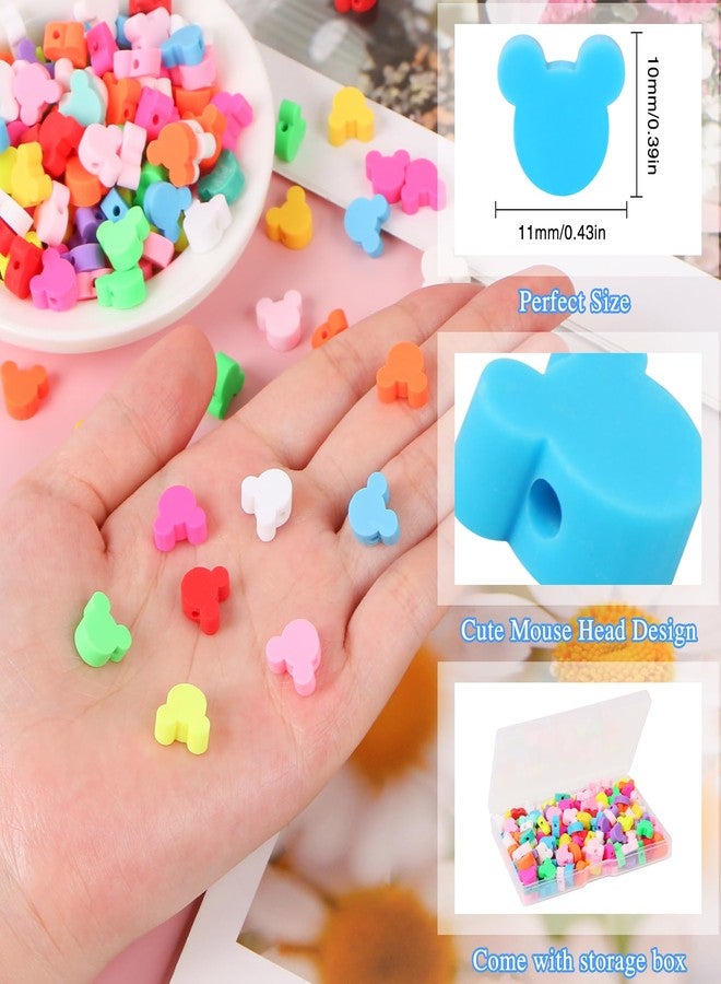 EVERMARKET 200 Pcs Mouse Head Beads for Jewelry Making, EVERMARKET Mouse Polymer Clay Beads Bulk, 10mm Mouse Head Beads with Box, Cute Spacer Loose Beads for DIY Crafts Key Chains Bracelet (200) - Image 2