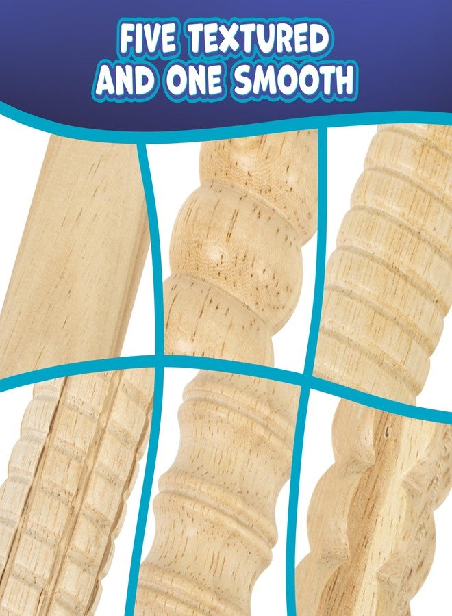 Ready 2 Learn Mini Textured Wooden Rolling Pins | Set of 6 | 7.25 inches | Turning Handles | Rollers for Kids' Dough, Crafts, Imaginative Play - Image 4