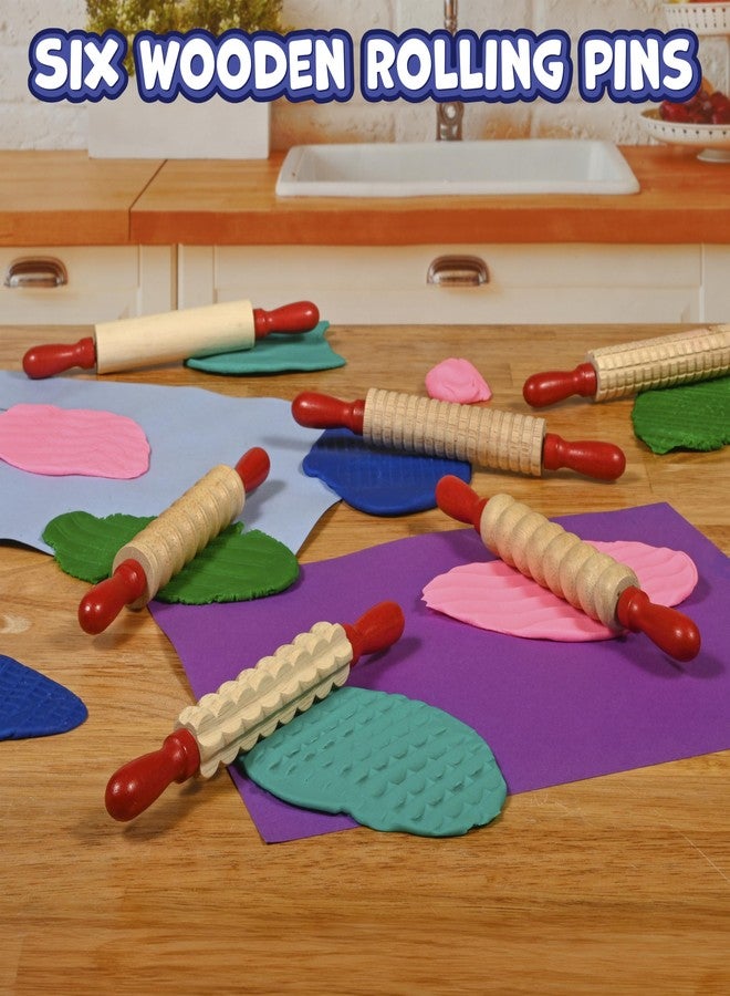 Ready 2 Learn Mini Textured Wooden Rolling Pins | Set of 6 | 7.25 inches | Turning Handles | Rollers for Kids' Dough, Crafts, Imaginative Play - Image 2