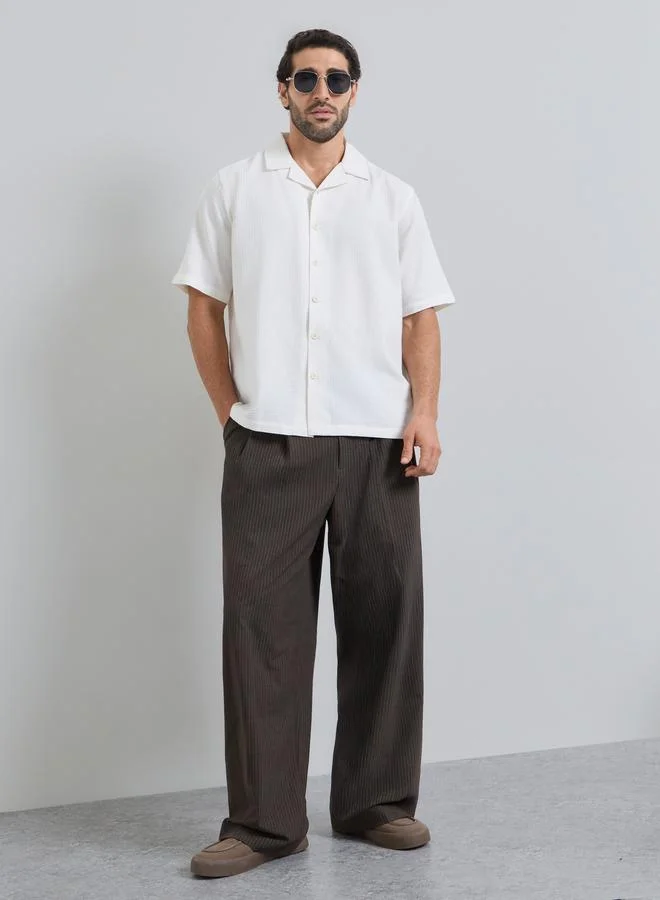 Styli Men Relaxed Fit Textured Camp Collar Shirt