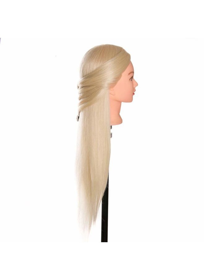 Beauty Star Mannequin Head, Beauty Star 24 Inch Creamy-White Long Hair Styling Training Head Manikin Cosmetology Doll Head with Clamp Stand and Accessories (Suitable for Straightening, Curling, Perming)  - Image 4