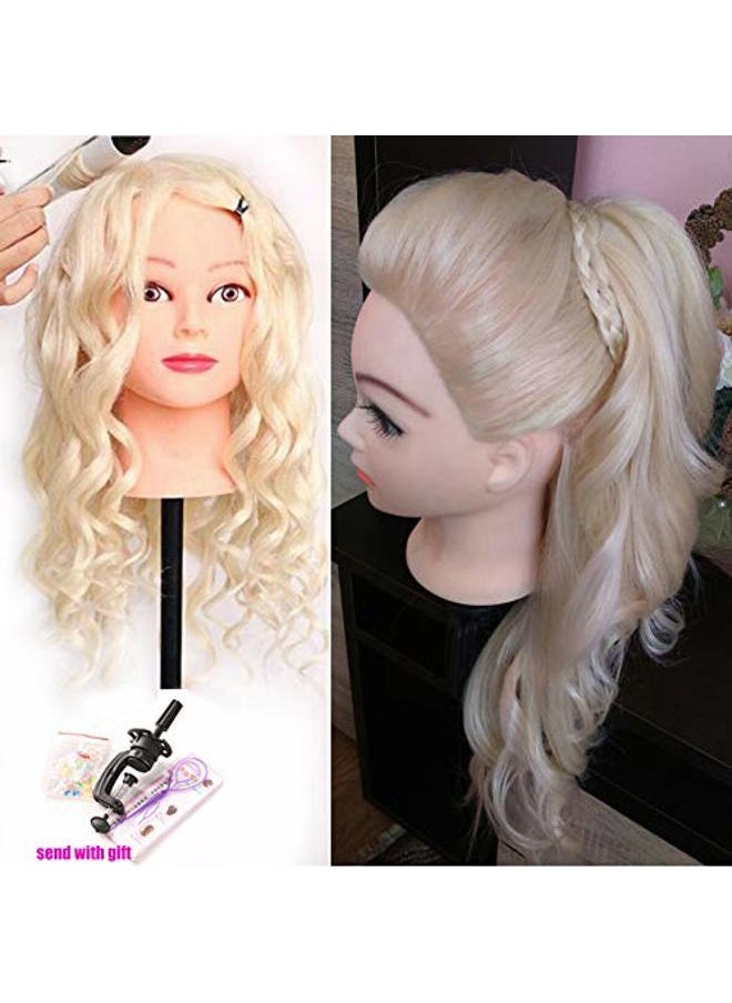 Beauty Star Mannequin Head, Beauty Star 24 Inch Creamy-White Long Hair Styling Training Head Manikin Cosmetology Doll Head with Clamp Stand and Accessories (Suitable for Straightening, Curling, Perming)  - Image 2