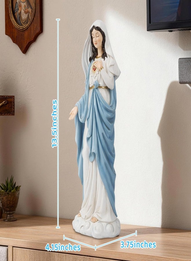 HDNICEZM Virgin Mary Statue,Immaculate Heart of Mary 13.5 Inch Hand-Painted Renaissance Sculpture,Blessed Mother Mary Figurine for Home Altar Decor,Catholic Gifts for Women,Religious Devotional Decor - Image 4