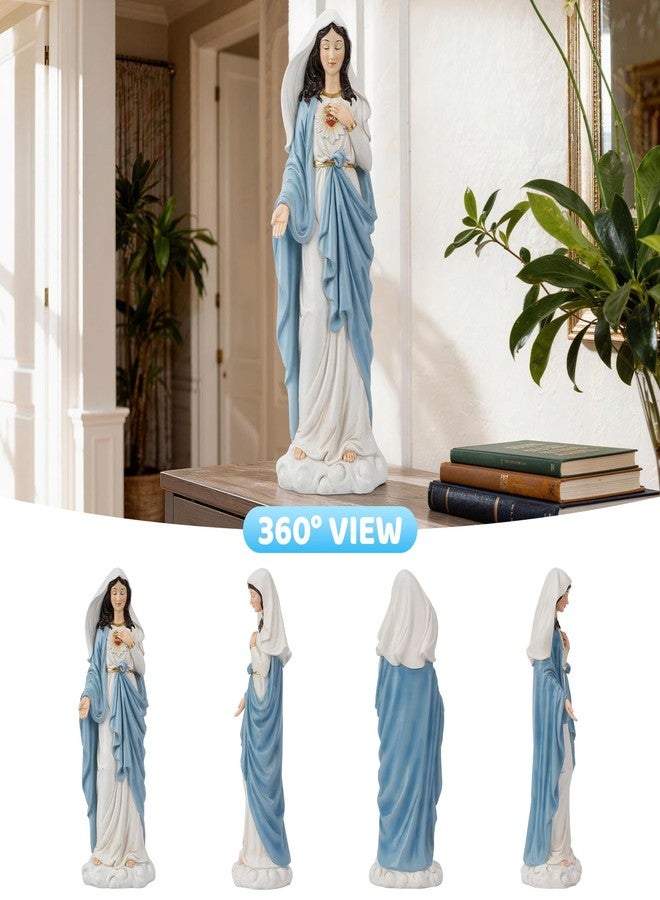 HDNICEZM Virgin Mary Statue,Immaculate Heart of Mary 13.5 Inch Hand-Painted Renaissance Sculpture,Blessed Mother Mary Figurine for Home Altar Decor,Catholic Gifts for Women,Religious Devotional Decor - Image 5