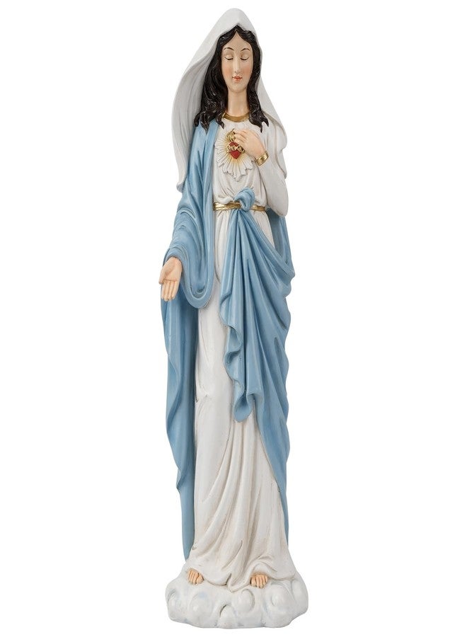 HDNICEZM Virgin Mary Statue,Immaculate Heart of Mary 13.5 Inch Hand-Painted Renaissance Sculpture,Blessed Mother Mary Figurine for Home Altar Decor,Catholic Gifts for Women,Religious Devotional Decor - Image 1