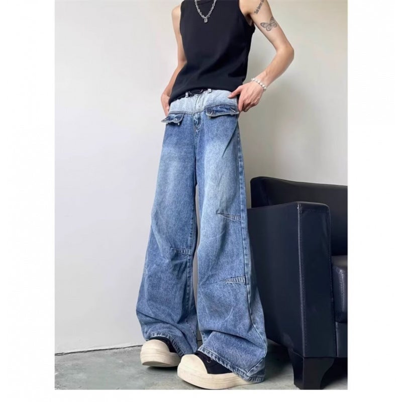 Unisex Classic Denim Jeans Loose Fit Daily Outdoor Wear - Image 1