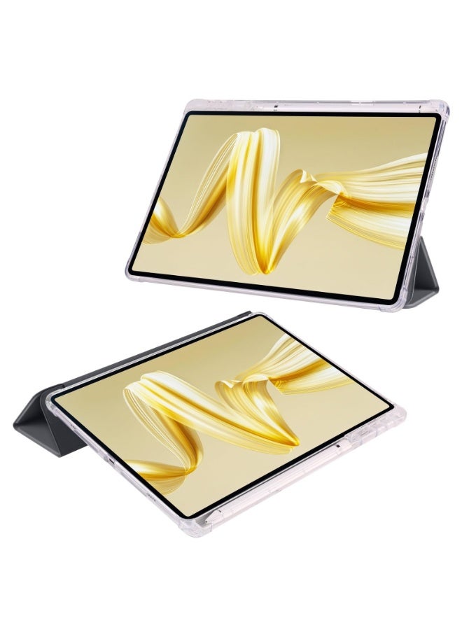 eGreen99 for HUAWEI MatePad Pro 12.2 （2024 / 2025）Case Cover,Transparent Airbag For Anti Drop, Tablet Protective Cover, Triple Fold Multi Angle Design, Automatic Wake-up/sleep, Soft Leather,Black - Image 2