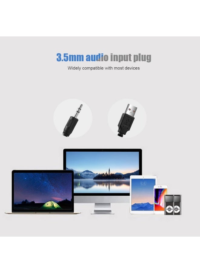 بوينت PT510 سماعة جيمنج ساوند-بار - 6 واط (2 * 3W) 2.0 قناة ستيريو – إضاءة متعددة – سلك USB للطاقة+ 3.5mm صوت- تصميم وضع متعدد -للكمبيوتر و اللاب-توب و الهوم-ثياتير - Image 4