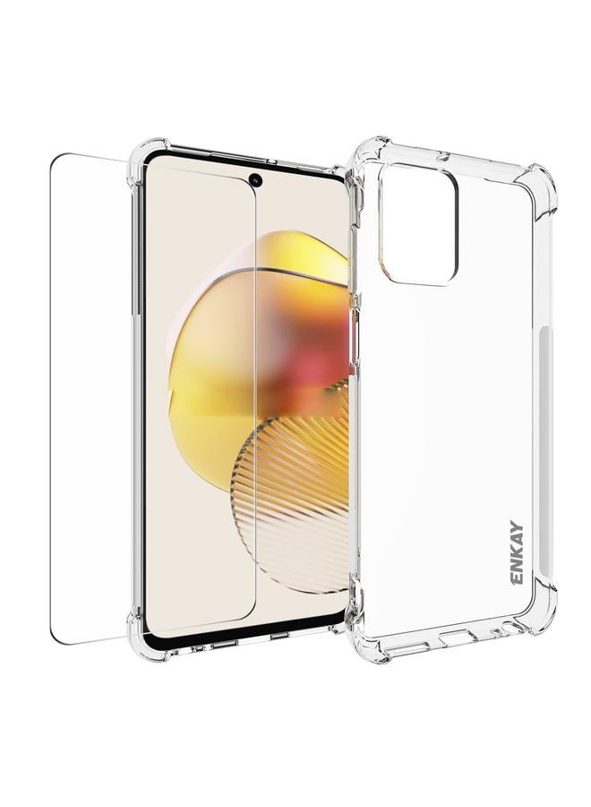 The Bros Case For Motorola Moto G73 5G Transparent TPU Shockproof Phone Case with Glass Film