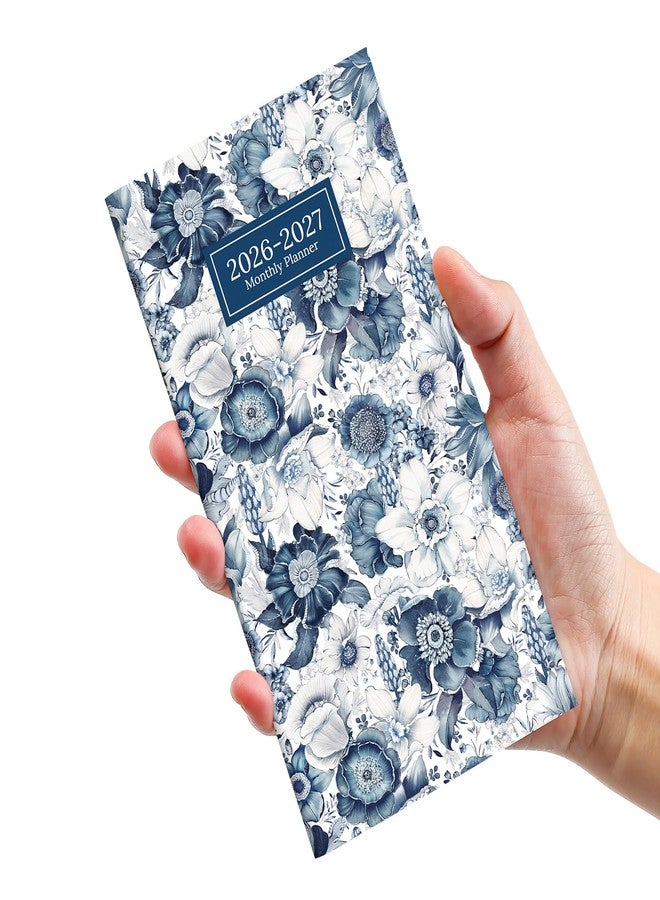 Taja Pocket Calendar 2026-2027 for Purse, Two Year Monthly Planner Pocket Size, Jan 2026 to Dec 2027 Monthly Planner Small Size (6.5" x 3.5") - Blue Floral - Image 1