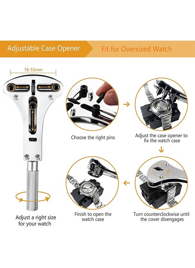 Watch Repair Kit,Strap Adjustment,Case Opener,Spring Strip,Suitable for Battery Replacement/Strap Removal(149pcs)