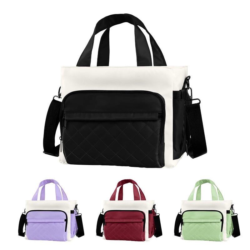 WAKOSAN Women's Insulated Lunch Box Bag - Stylish Tote Design, Leakproof Waterproof Lunch Cooler, Large Lunch Tote Bags for Work Commute & Dates (White-Black) - Image 1