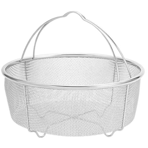 Snevad Round Shape Stainless Steel Steamer Basket with Folding Handle Rice Cooker Steamer for Kitchen for Veggie Fish Seafood Cooking and Vegetable Fruits Washing Steamer Basket [24x 23x 9.5 CM] - Image 1