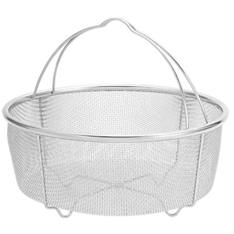 Snevad Round Shape Stainless Steel Steamer Basket with Folding Handle Rice Cooker Steamer for Kitchen for Veggie Fish Seafood Cooking and Vegetable Fruits Washing Steamer Basket [24x 23x 9.5 CM] - Image 2