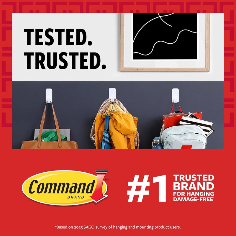 كوماند Command خطافات سلكية صغيرة، أبيض، تحمل حتى 0.5 رطل، استخدام داخلي، 4 خطافات، 5 شرائط، تنظيم بدون ضرر - Image 2