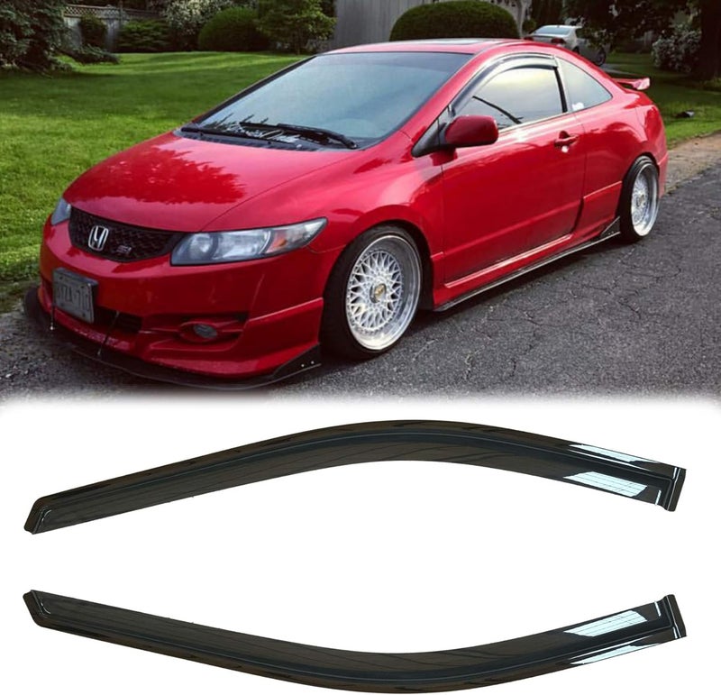 Puermto Original Side Window Wind Deflector Set for 2006-2011 Honda Civic 2-Door Coupe - Image 1