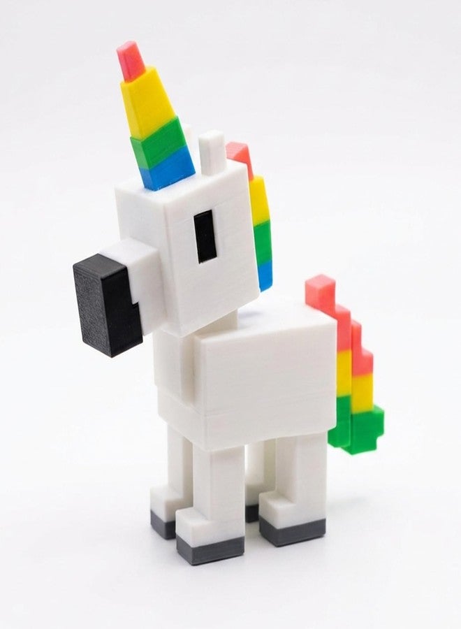 coonoe 3D Printed Unicorn with Rotatable Head – Colorful Pixel Style Unicorn Decoration for Birthday Party, Christmas, Holiday, Easter, Centerpiece & Unique Collectible Gift- Rainbow - Image 1