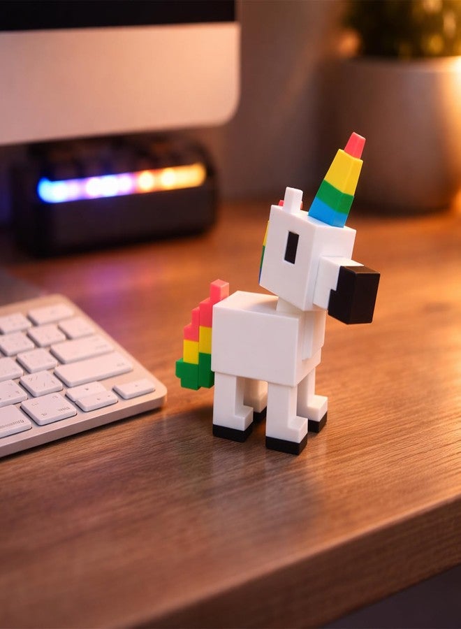 coonoe 3D Printed Unicorn with Rotatable Head – Colorful Pixel Style Unicorn Decoration for Birthday Party, Christmas, Holiday, Easter, Centerpiece & Unique Collectible Gift- Rainbow - Image 3