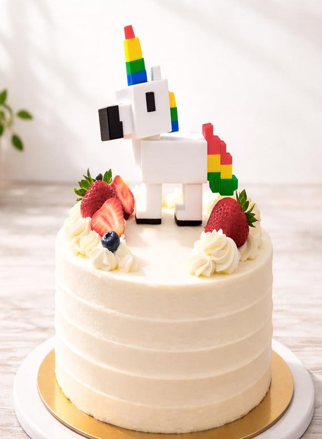 coonoe 3D Printed Unicorn with Rotatable Head – Colorful Pixel Style Unicorn Decoration for Birthday Party, Christmas, Holiday, Easter, Centerpiece & Unique Collectible Gift- Rainbow - Image 4