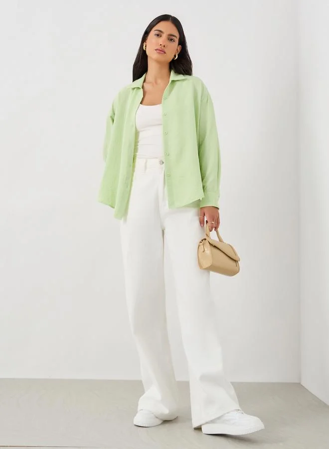 Styli Styli Solid Spread Collar Regular Fit Shirt