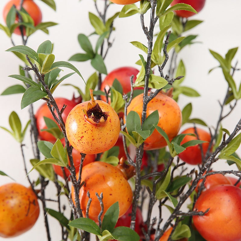 Artificial Flower Six-Head Pomegranate Fruit Branch Home Soft Decoration Foam Fruit Artificial Flower Floor-Standing Long Pole Flower Branch Decorative Flower Arrangement Ornaments - Image 4