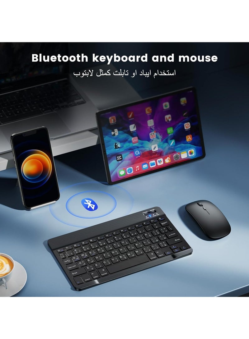 URBBKING Keyboard and Mouse Set, Bluetooth Connection, Arabic and English Letters, Rechargeable, Suitable for iPad and Tablet - Image 5