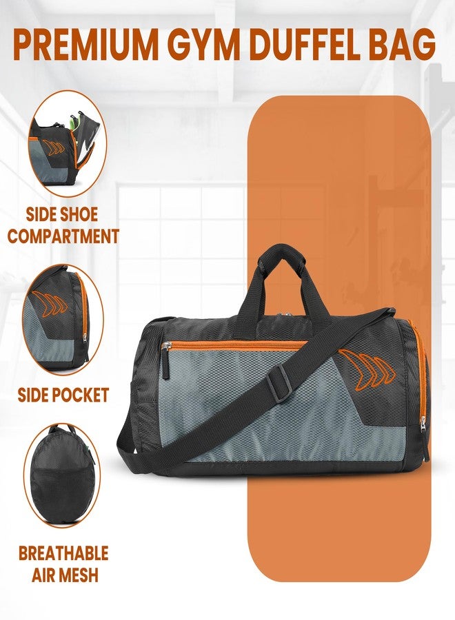 Mayor Gym Bag for Men & Women Sports Duffle Bag with Separate Shoe Compartment, Gym Bags for Towel, Shaker Bottle, Gym Bags for Sports & Travel (Black/Orange) - Image 5