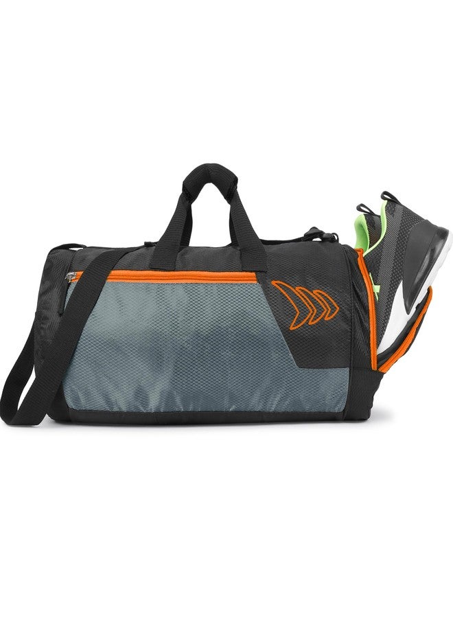 Mayor Gym Bag for Men & Women Sports Duffle Bag with Separate Shoe Compartment, Gym Bags for Towel, Shaker Bottle, Gym Bags for Sports & Travel (Black/Orange) - Image 2