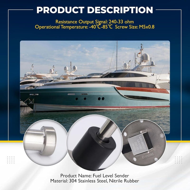 OXCANO Marine Fuel Sending Unit 240-33 Ohms 7" (180mm) for Boat and Car Fuel Tanks - Image 4