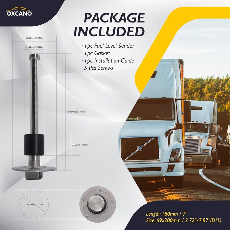 OXCANO Marine Fuel Sending Unit 240-33 Ohms 7" (180mm) for Boat and Car Fuel Tanks - Image 2