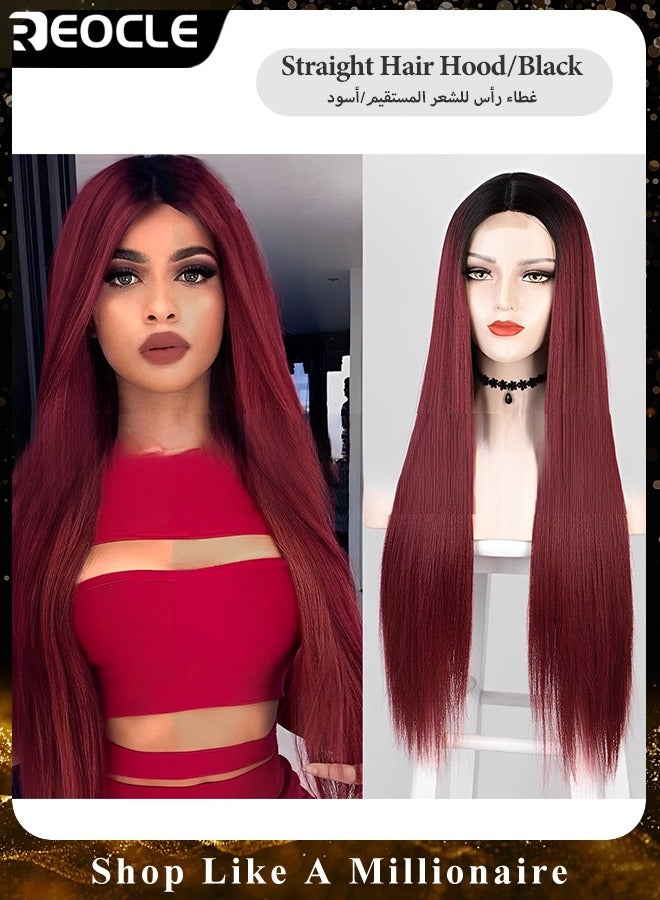 ريوكل باروكة أمامية مستقيمة من شعر بشري مسبقة النتف باروكة أمامية مستقيمة عالية الدقة من شعر بشري عقد مبيضة خط شعر طبيعي باروكة شعر بشري - Image 1