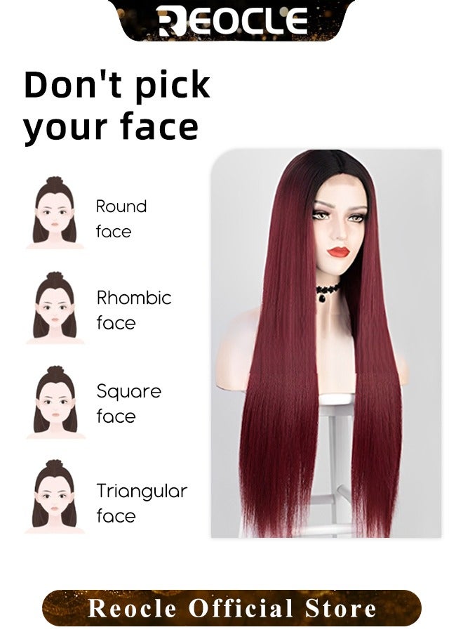 ريوكل باروكة أمامية مستقيمة من شعر بشري مسبقة النتف باروكة أمامية مستقيمة عالية الدقة من شعر بشري عقد مبيضة خط شعر طبيعي باروكة شعر بشري - Image 5