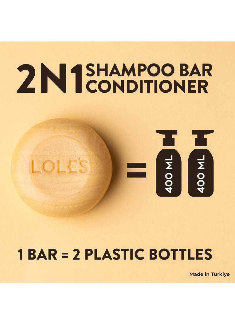 LOLE'S Shampoo Bar and Conditioner 2in1 with Jojoba Oil for Itchy Scalp & Dandruff, Moisturizes & Cleans Scalp, Travel Shampoo, Silicone Free, 100g - Image 4