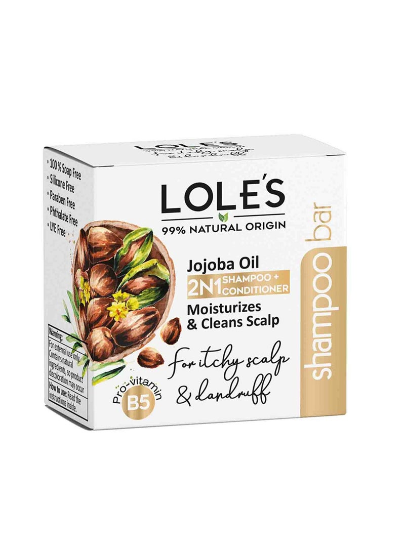 LOLE'S Shampoo Bar and Conditioner 2in1 with Jojoba Oil for Itchy Scalp & Dandruff, Moisturizes & Cleans Scalp, Travel Shampoo, Silicone Free, 100g - Image 2