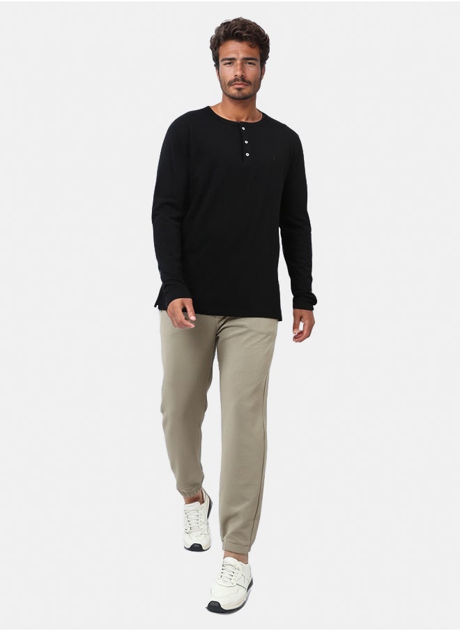 RAVIN Solid Henley Shirt With Buttoned Neck  - Image 5
