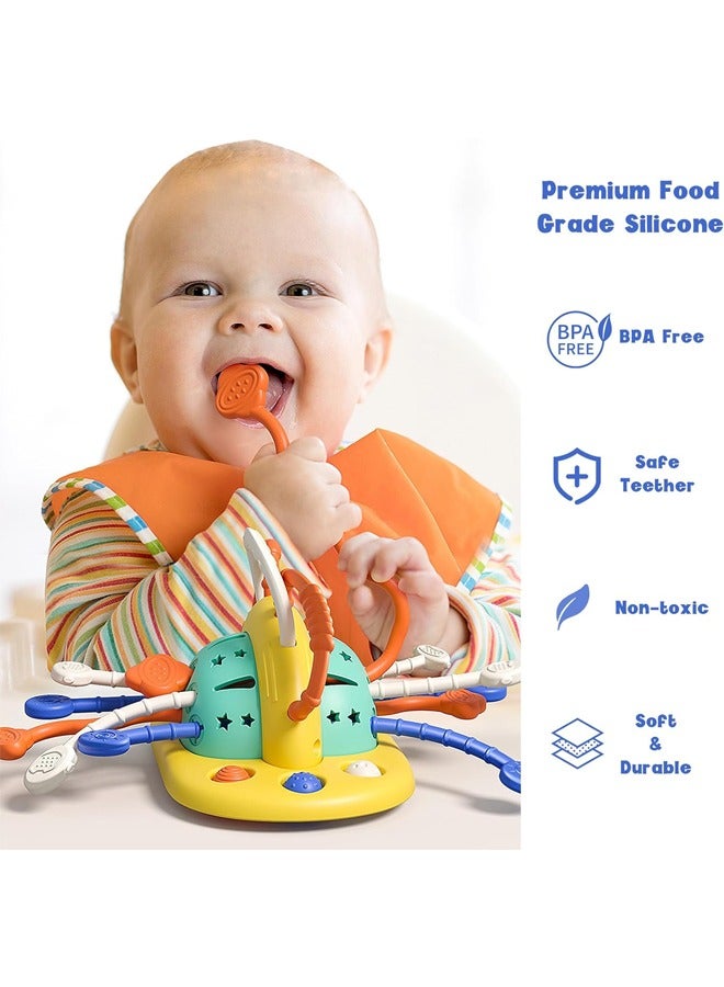 Baby Montessori Silicone Toy ,Travel Pull String Activity Toy,Sensory Toys ,Fine Motor Skills Developmental Toys,High Chair Toys with Suction Cup  - Image 3