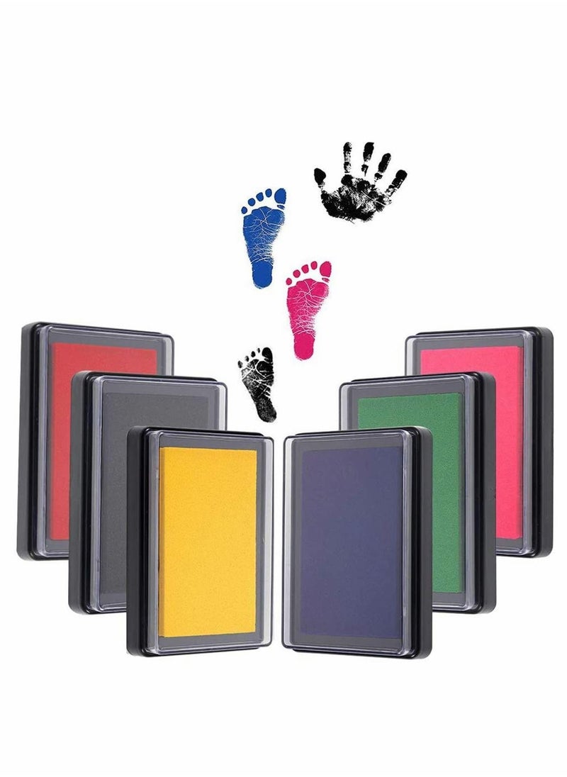 Y&D Baby Handprint and Footprint Ink Pads - 6Pieces Non Toxic Safe Print Kits for Babies Easy to wash Off Pet Paw  - Image 1