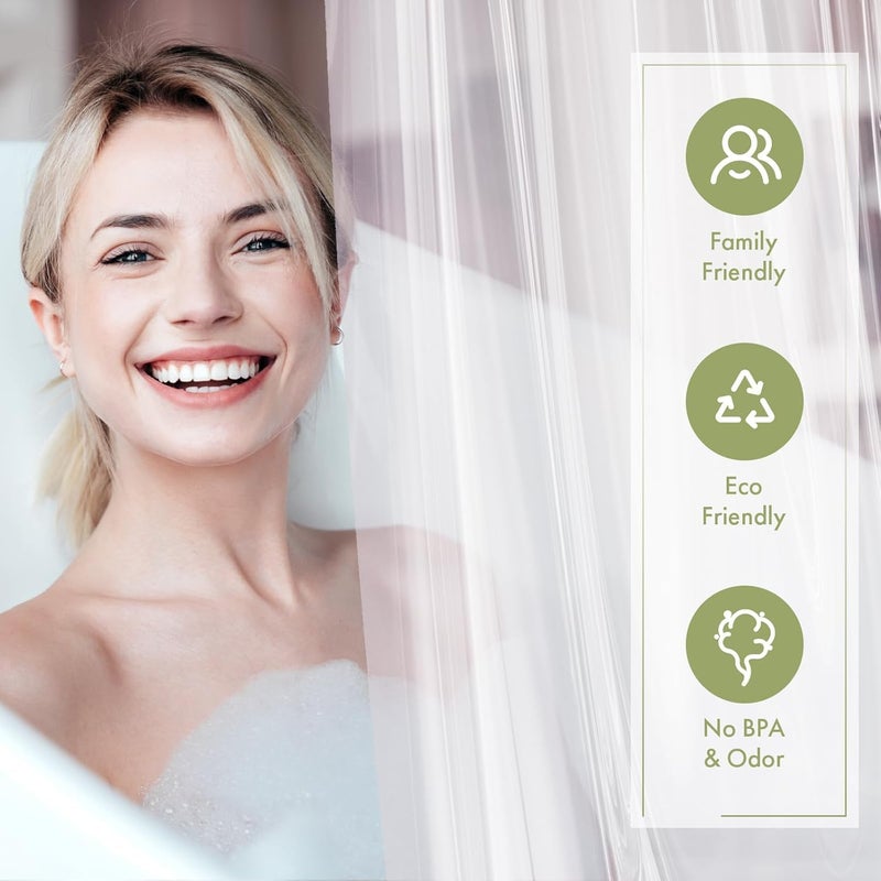 AmazerBath Long Shower Curtain Liner with 3 Magnets, 72x90 Clear Shower Curtain Liner Tall, Waterproof Plastic Shower Liner, Lightweight PEVA Shower Curtain with 12 Rustproof Metal Grommets - Image 3