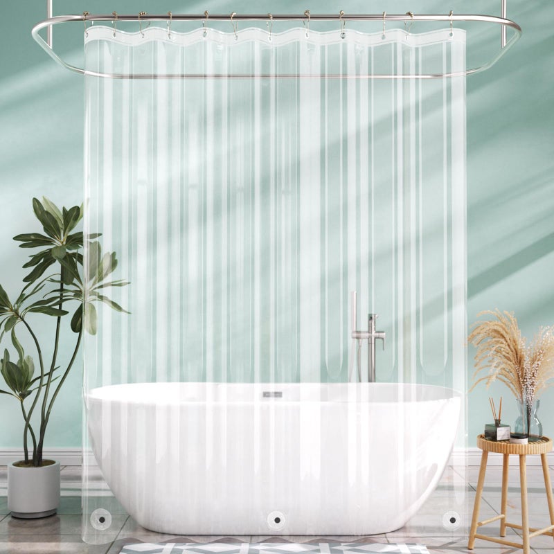 AmazerBath Long Shower Curtain Liner with 3 Magnets, 72x90 Clear Shower Curtain Liner Tall, Waterproof Plastic Shower Liner, Lightweight PEVA Shower Curtain with 12 Rustproof Metal Grommets - Image 1