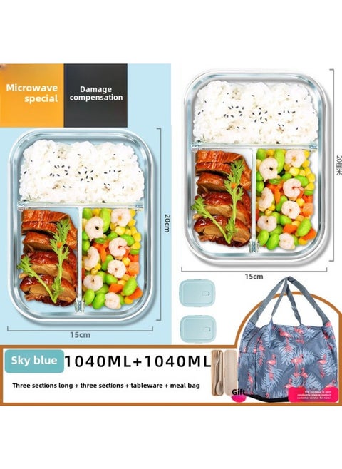 Custom Processing High Borosilicate Glass Lunch Box Three-piece Set Student Office Workers With Rice Bowl Microwave Oven Special Fresh-keeping Bowl-Specifications:Free Combination Package (contact Customer)-Color:Pink