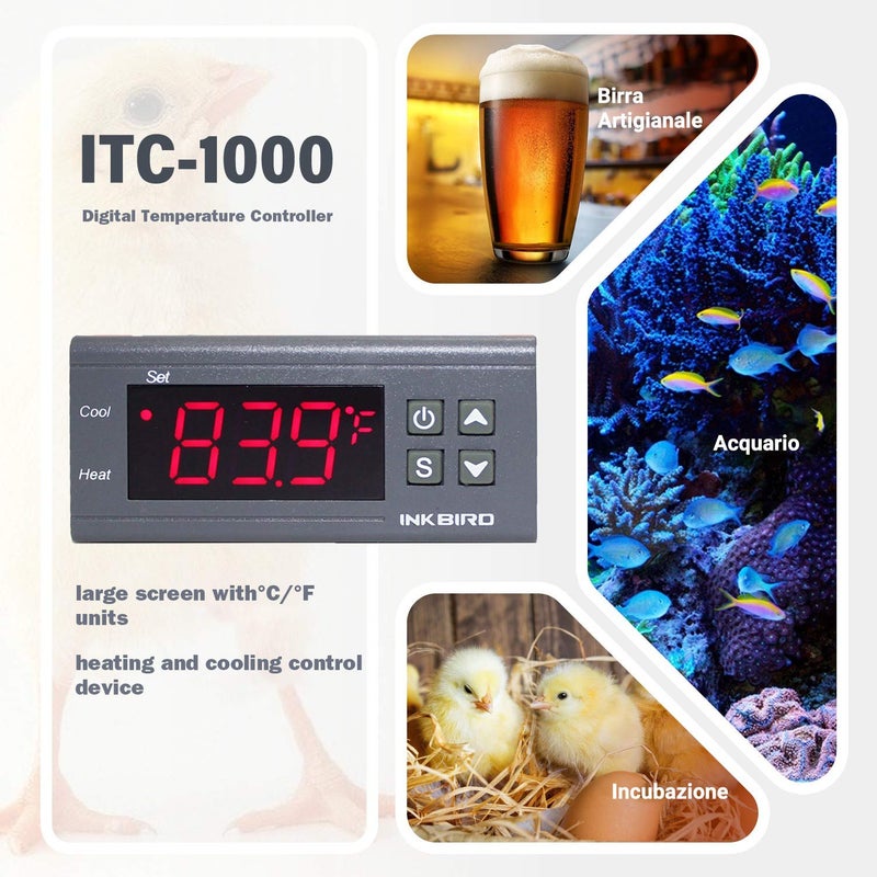 Inkbird ITC-1000F 2 Stage Temperature Controller Cooling and Heating Modes Celsius and Fahrenheit - Image 2