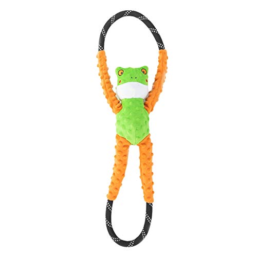 ZippyPaws RopeTugz - Durable Dog Pull Rope Toy, Interactive Tug of War for Large, Medium, & Small Dogs, Squeaky Pet Products to Keep Them Busy, Made with Heavy Duty Climbing Rope - Frog - Image 1