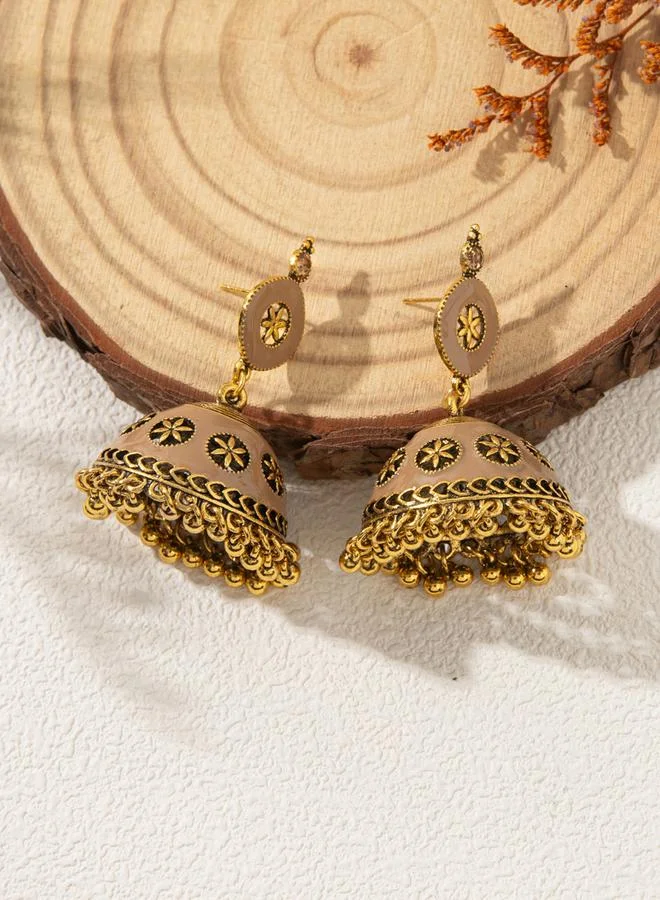Take Two Take Two Texture Bell Shape Jhumka Tassel Earrings