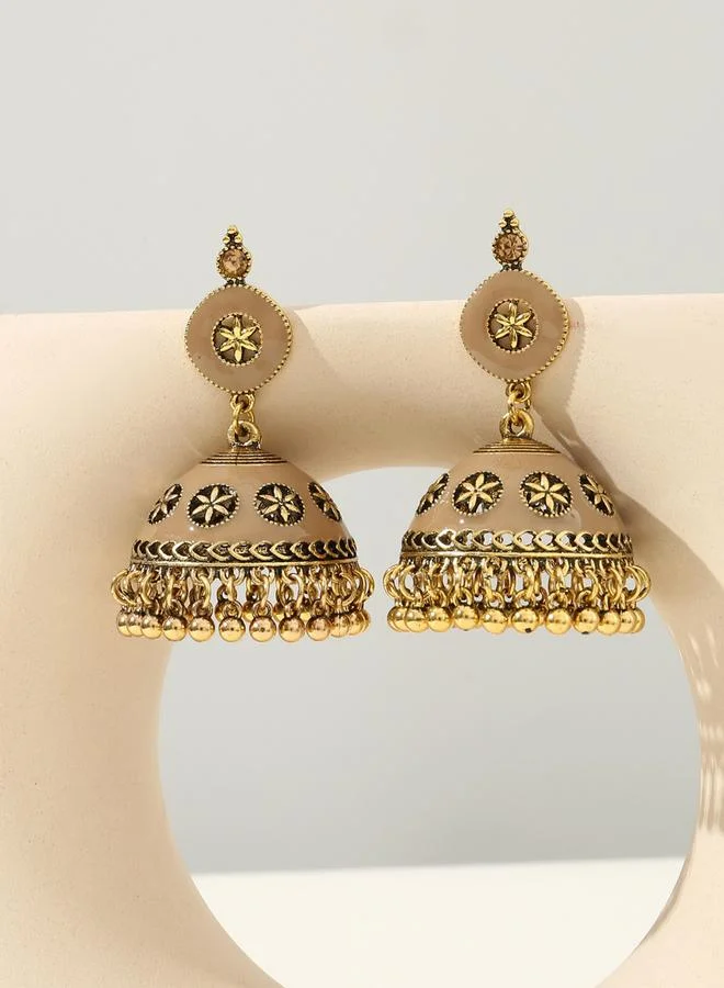Take Two Take Two Texture Bell Shape Jhumka Tassel Earrings