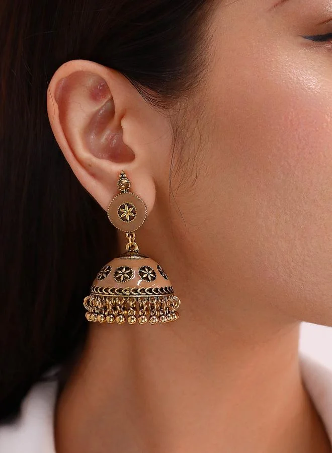Take Two Take Two Texture Bell Shape Jhumka Tassel Earrings