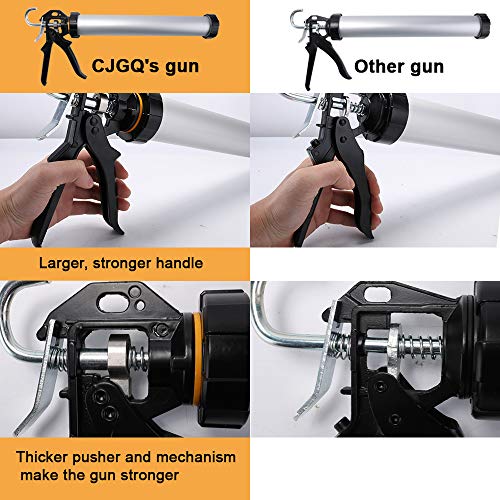 CJGQ Sealant Sausage Caulking Gun with Aluminum Cartridge 600ml/20oz - 12:1 Thrust Ratio (Silver) - Image 4