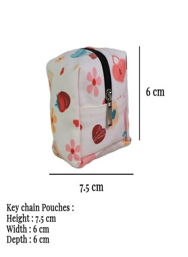Kolorobia Heartstrings Keychain Pouch, Premium Polycanvas with Parachute Lining, Zipper Closure, 7.5x6x6 cm, Love Theme Pattern - Image 3